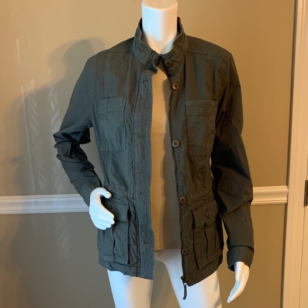 LL Bean Ripstop Field Jacket Full Zip Womens  Size M green